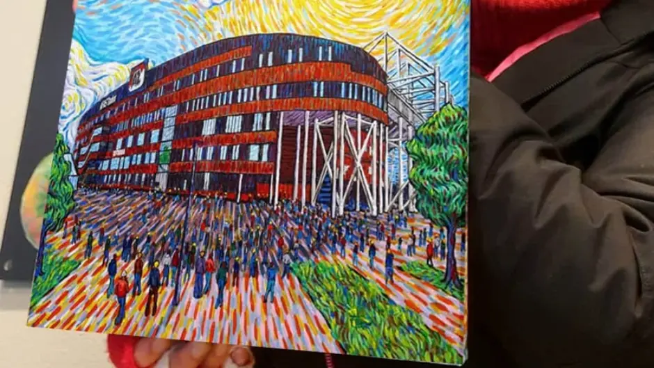 AFAS Stadion van AZ Alkmaar geschilderd Als Van Gogh door Kunstenares Erika Stanley