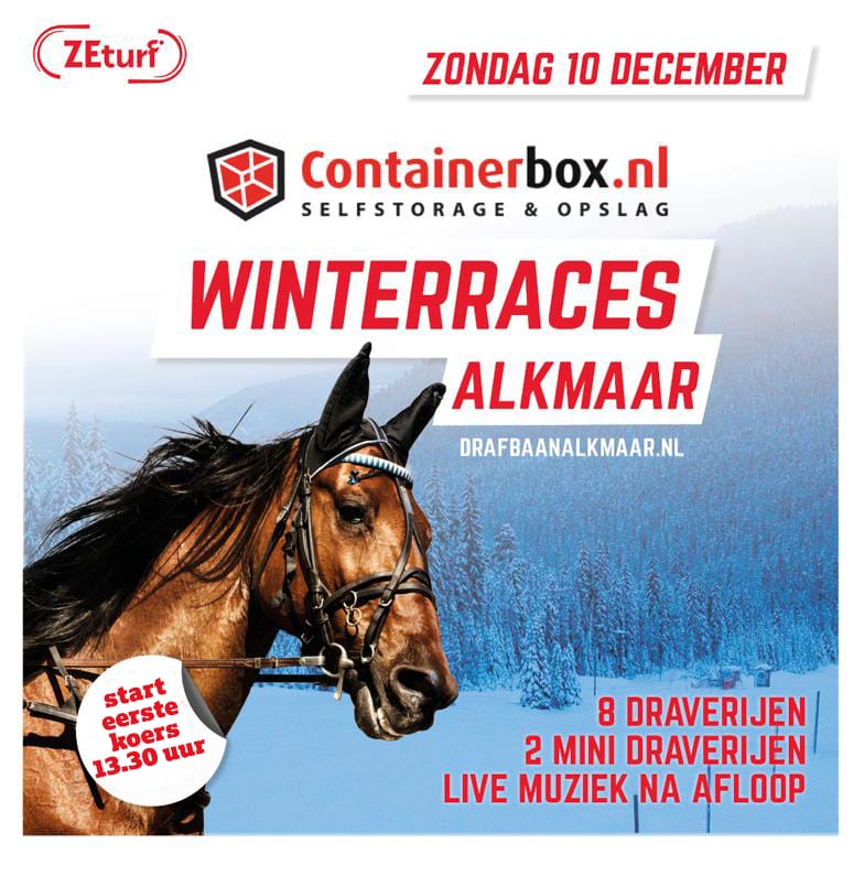 Zondag 10 December laatste koersdag van het jaar: negen Winterraces in de Alkmaar ZEturf Arena