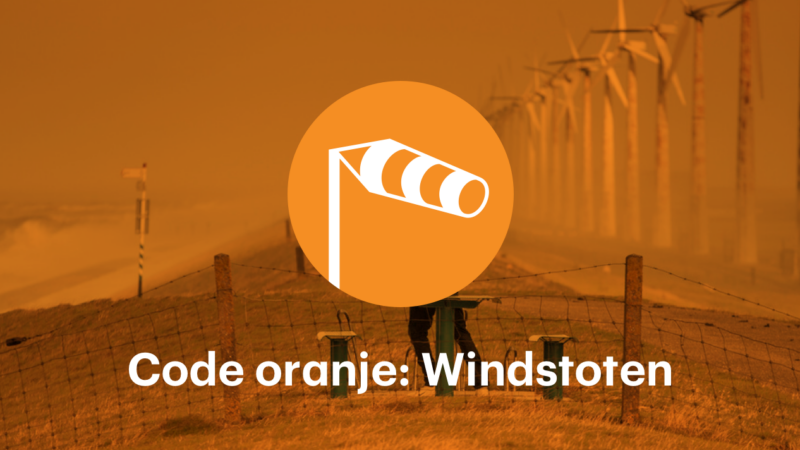 Code oranje voor zeer zware storm. Gevaar voor omvallende bomen en schade aan huizen en daken